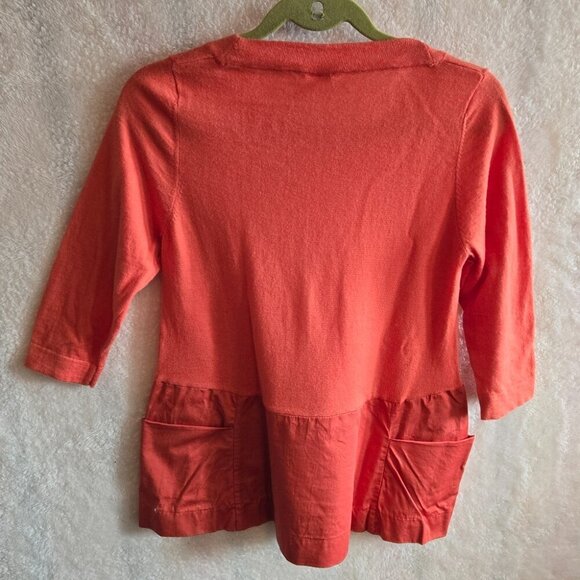Moth Orange/Coral 3/4 Sleeve Top with Pockets - Picture 3 of 5